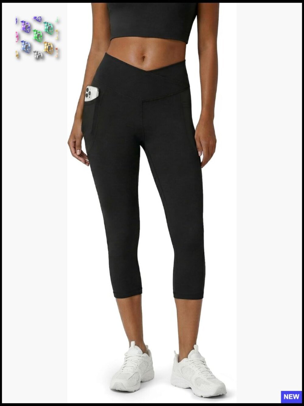 Capri Leggings High Waisted Crossover Yoga Pants Athletic Activewear Running
